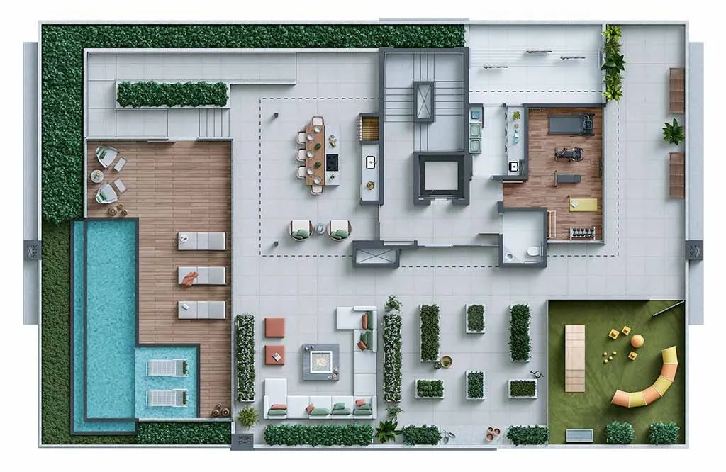 Planta Ático do My Hub Smart Living: Rooftop de lazer